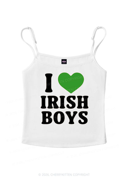 I Love Irish Boys St Patricks Y2K Spaghetti Strap Cami Cherrykitten
