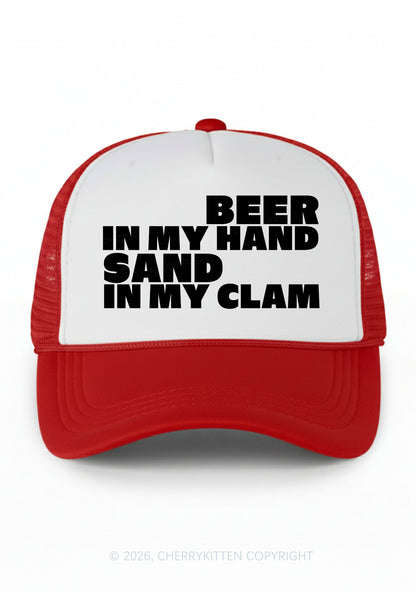 Beer In My Hand Y2K Colorblock Trucker Hat Cherrykitten