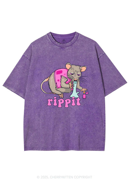 Rippit Rat Y2K Shirts Washed Tee Cherrykitten