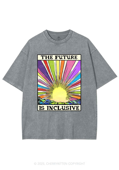 The Future Is Inclusive Pride Y2K Shirts Washed Tee Cherrykitten