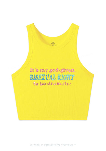 Rhinestone God Given Bisexual Right Pride Y2K Crop Tank Top Cherrykitten