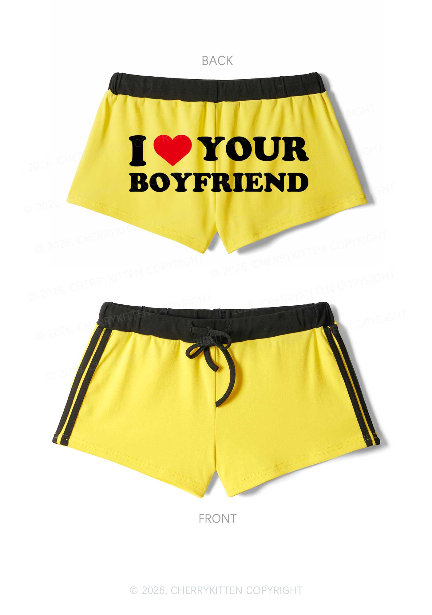 I Love Your BF Valentine's Day Y2K Drawstring Mini Shorts Cherrykitten