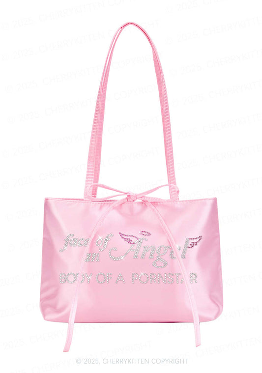 Rhinestone Face Of An Angel Y2K Satin Bags Cherrykitten