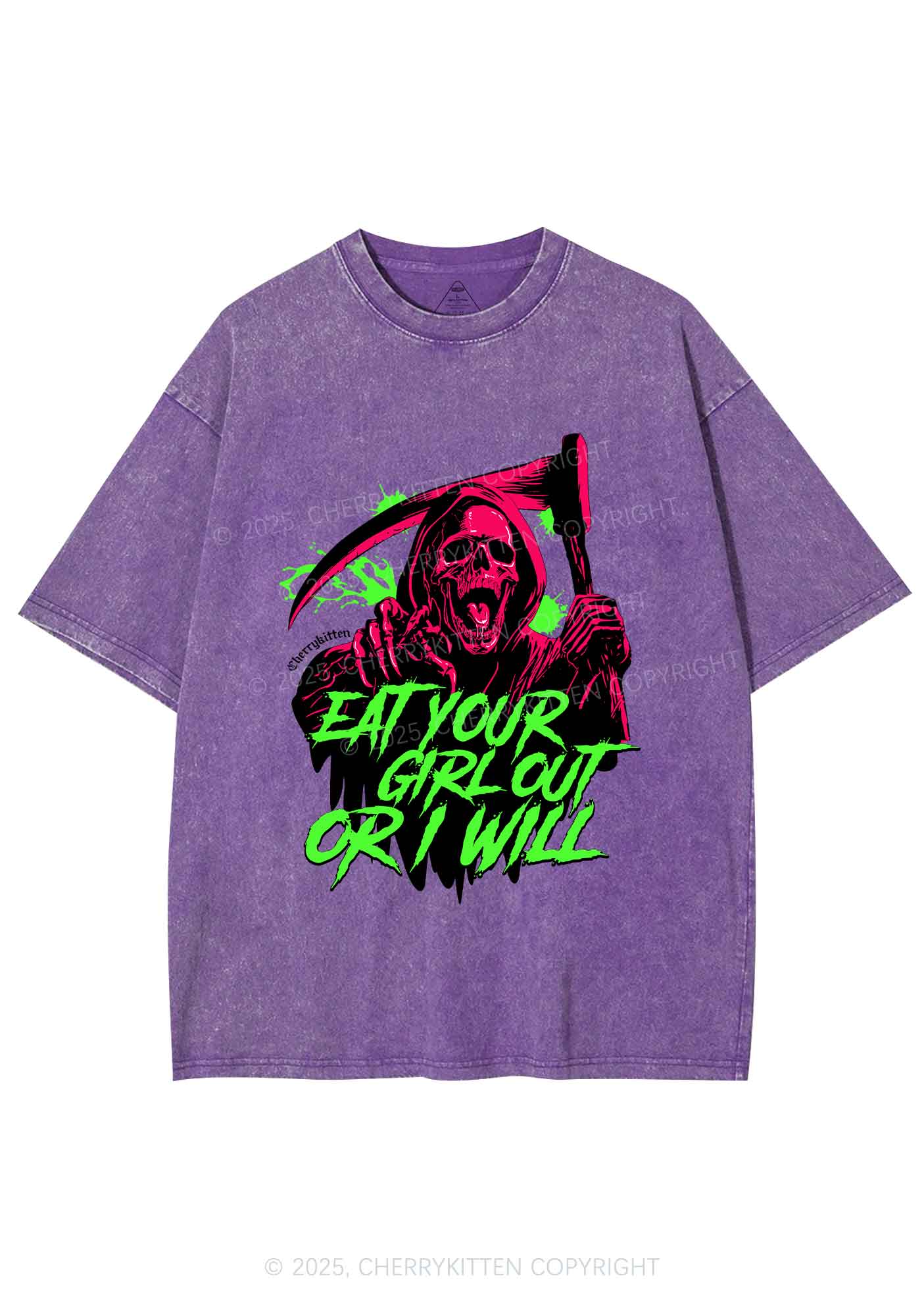 Hallowen Ghost Eat Your Girl Out Y2K Shirts Washed Tee Cherrykitten