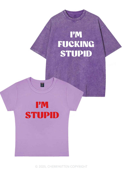 Im Fxxking Stupid Y2K Valentine's Day Couple Shirt Cherrykitten