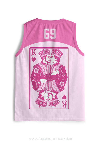 Pink Floral Two Kings Pride Y2K Sport Jersey Tank Cherrykitten