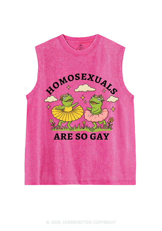 Homosexuals Are So Gay Pride Y2K Washed Muscle Tank Cherrykitten