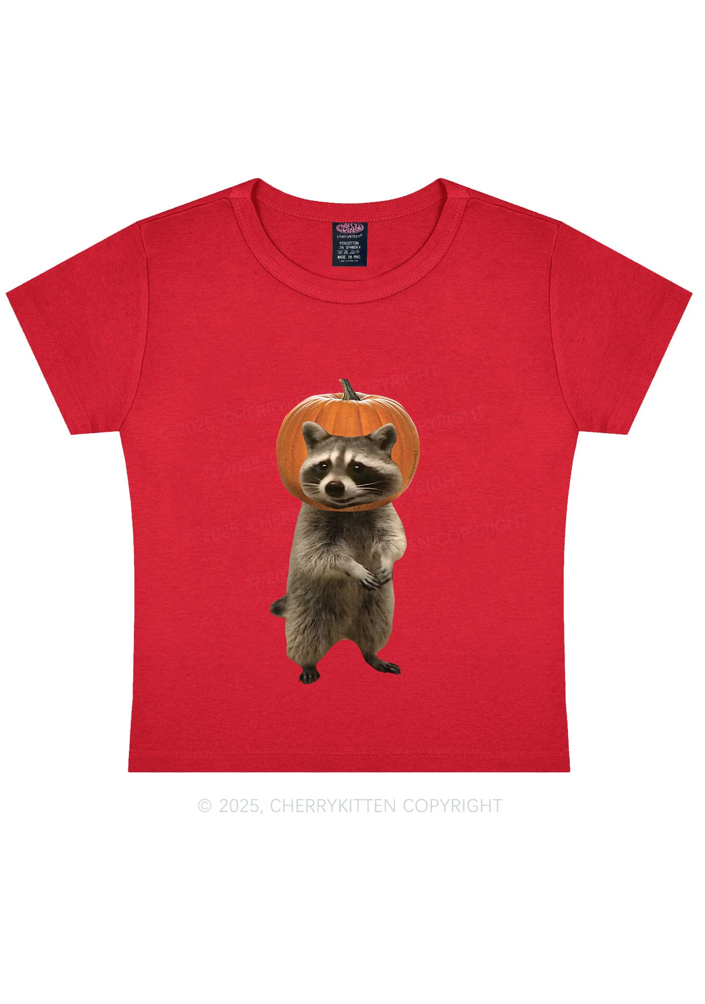 Halloween Silly Raccoon Y2K Baby Tee Cherrykitte