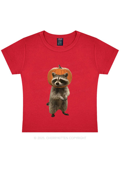 Halloween Silly Raccoon Y2K Baby Tee Cherrykitte