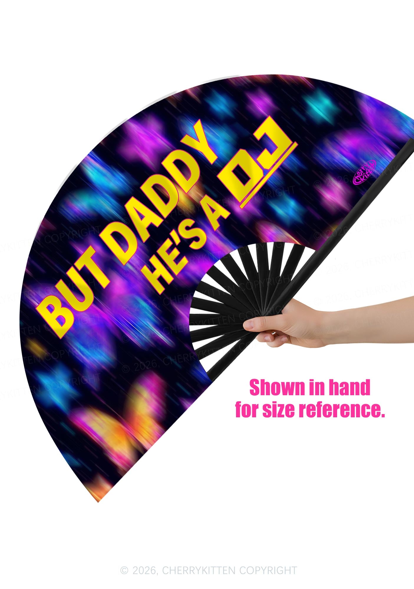 But Daddy He Is A DJ Y2K Rave Hand Fan Cherrykitten