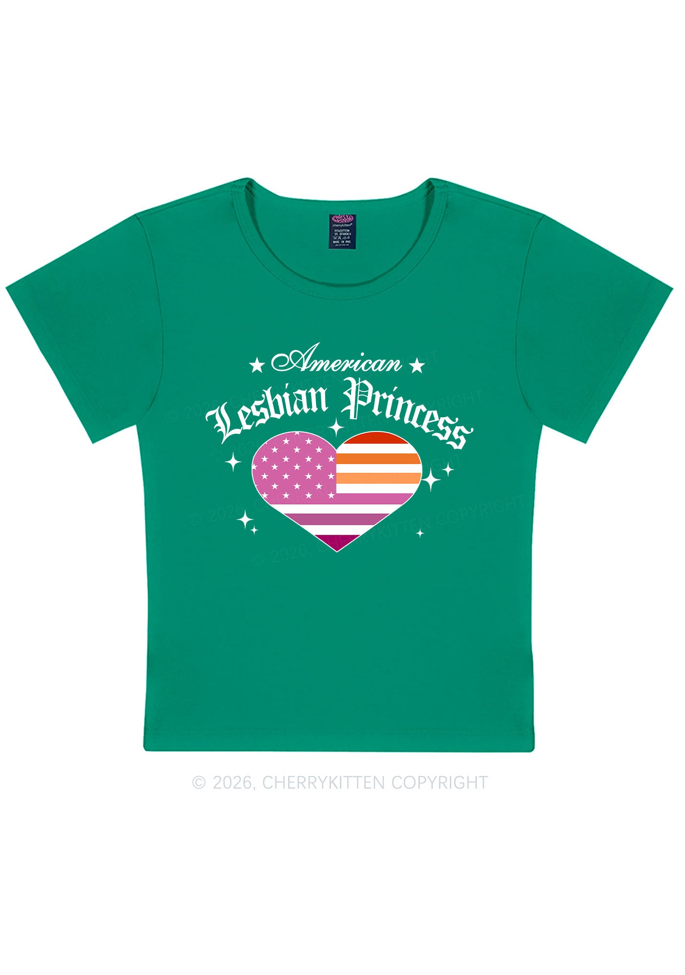 American Lesbian Princess Flag Pride Y2K Baby Tee Cherrykitten