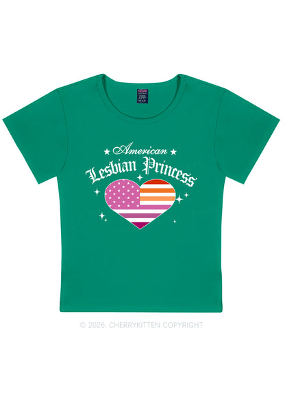 American Lesbian Princess Flag Pride Y2K Baby Tee Cherrykitten