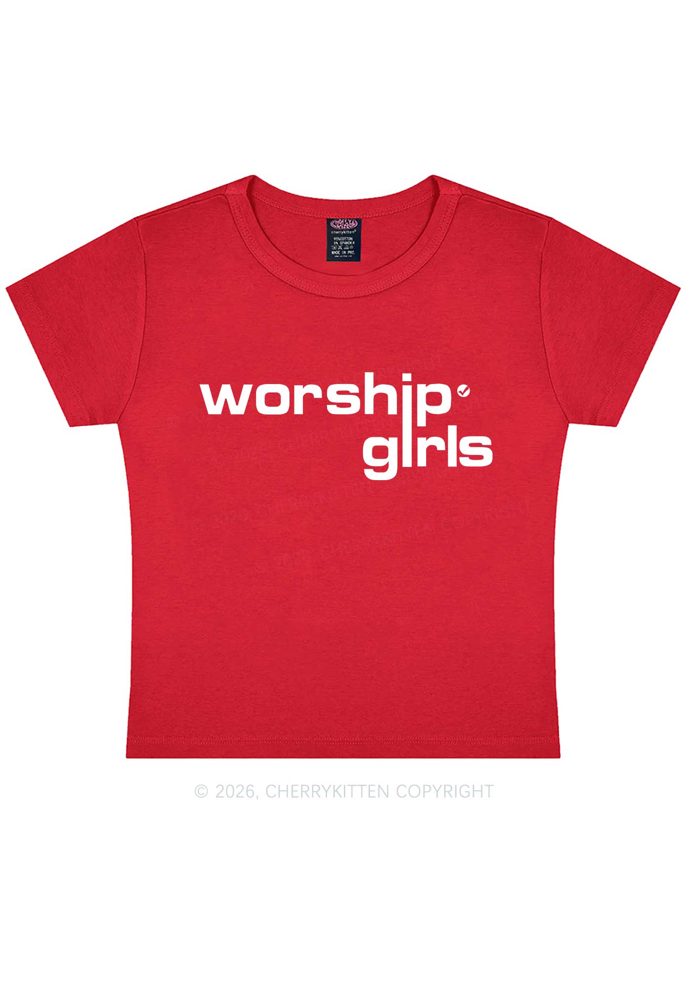 Worship Girls Pride Y2K Baby Tee Cherrykitten