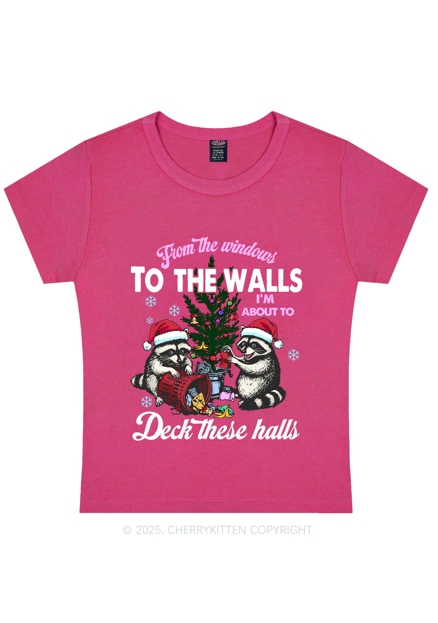 Christmas To The Walls Y2K Baby Tee Cherrykitten