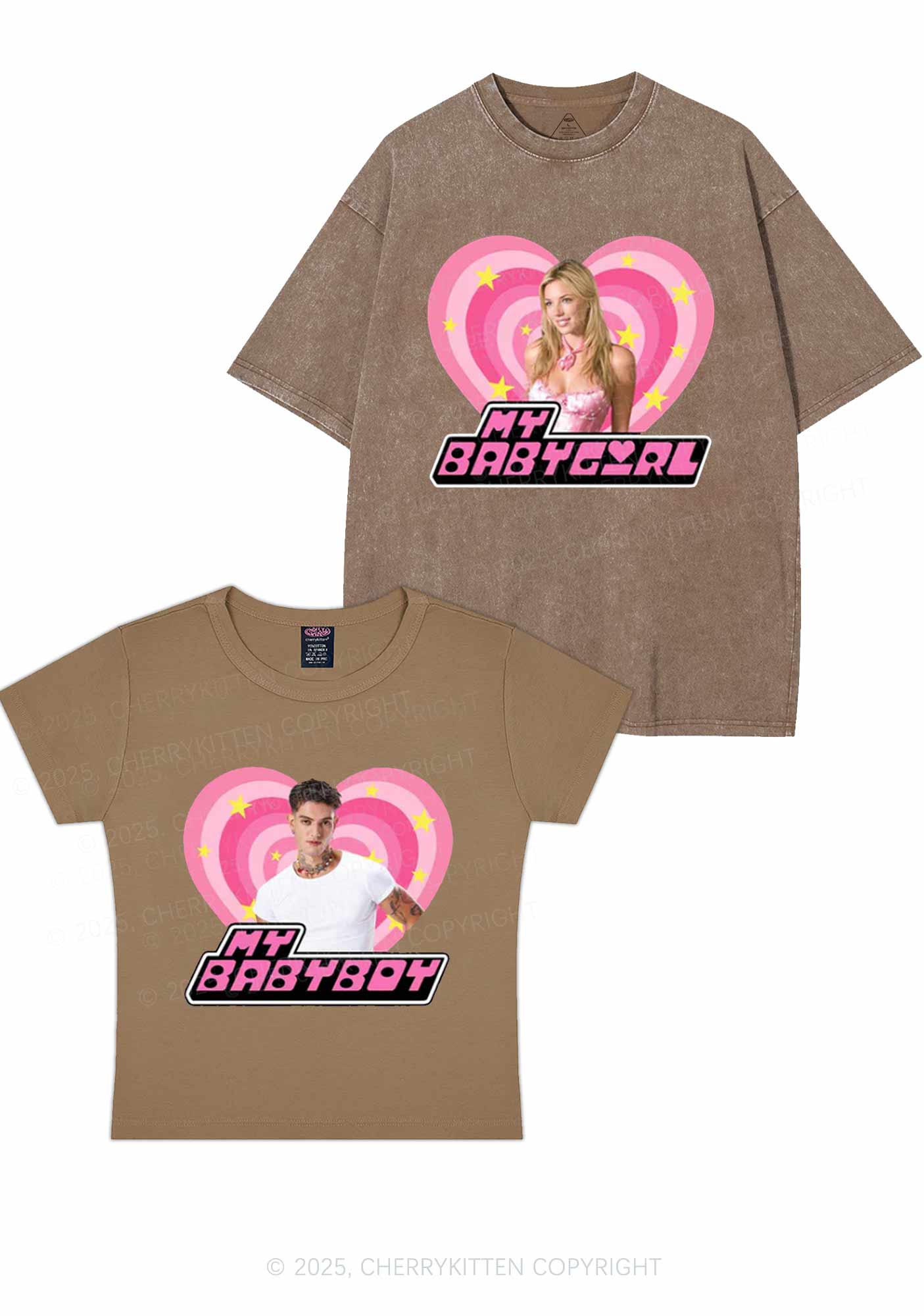 Custom Photo My Baby Y2K Valentine's Day Couple Shirt Cherrykitten