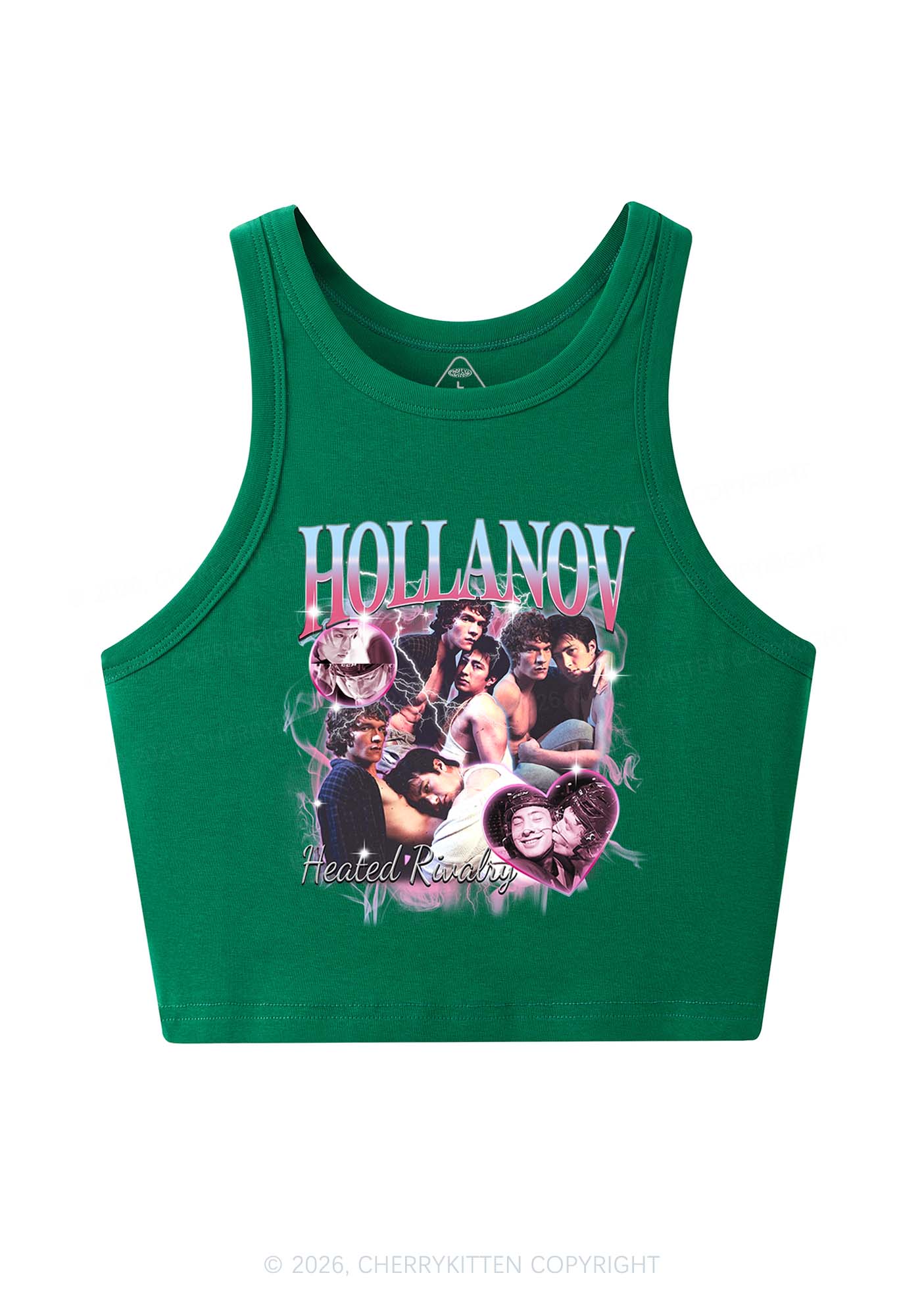 Retro Pink Blue HR Y2K Crop Tank Top Cherrykitten