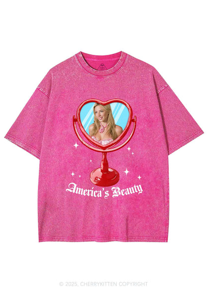 Custom Mirror Beauty Y2K Shirts Washed Tee Cherrykitten