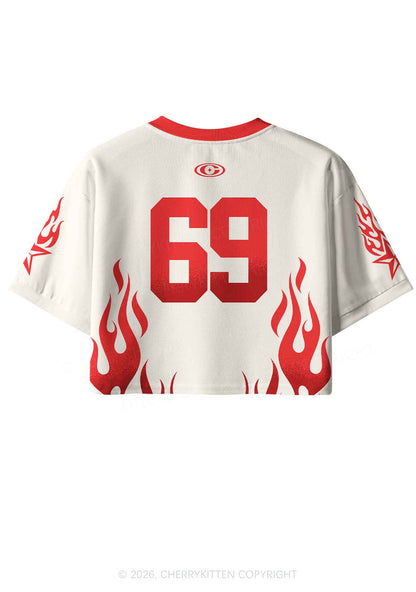 Creamy White Custom GF BF Photo Y2K Crop Sport Jersey Shirts Cherrykitten