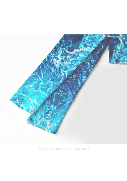 Ocean Wave Y2K Mesh Long Sleeve Crop Top Cherrykitten