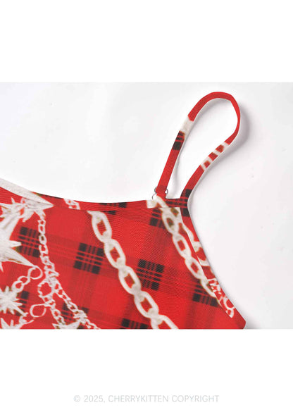 Star Chain Black Pattern Y2K Mesh Cami Tank Cherrykitten