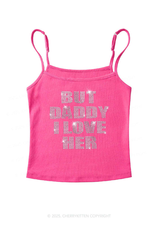Rhinestone But Daddy I Love Her Pride Y2K Spaghetti Strap Cami Cherrykitten