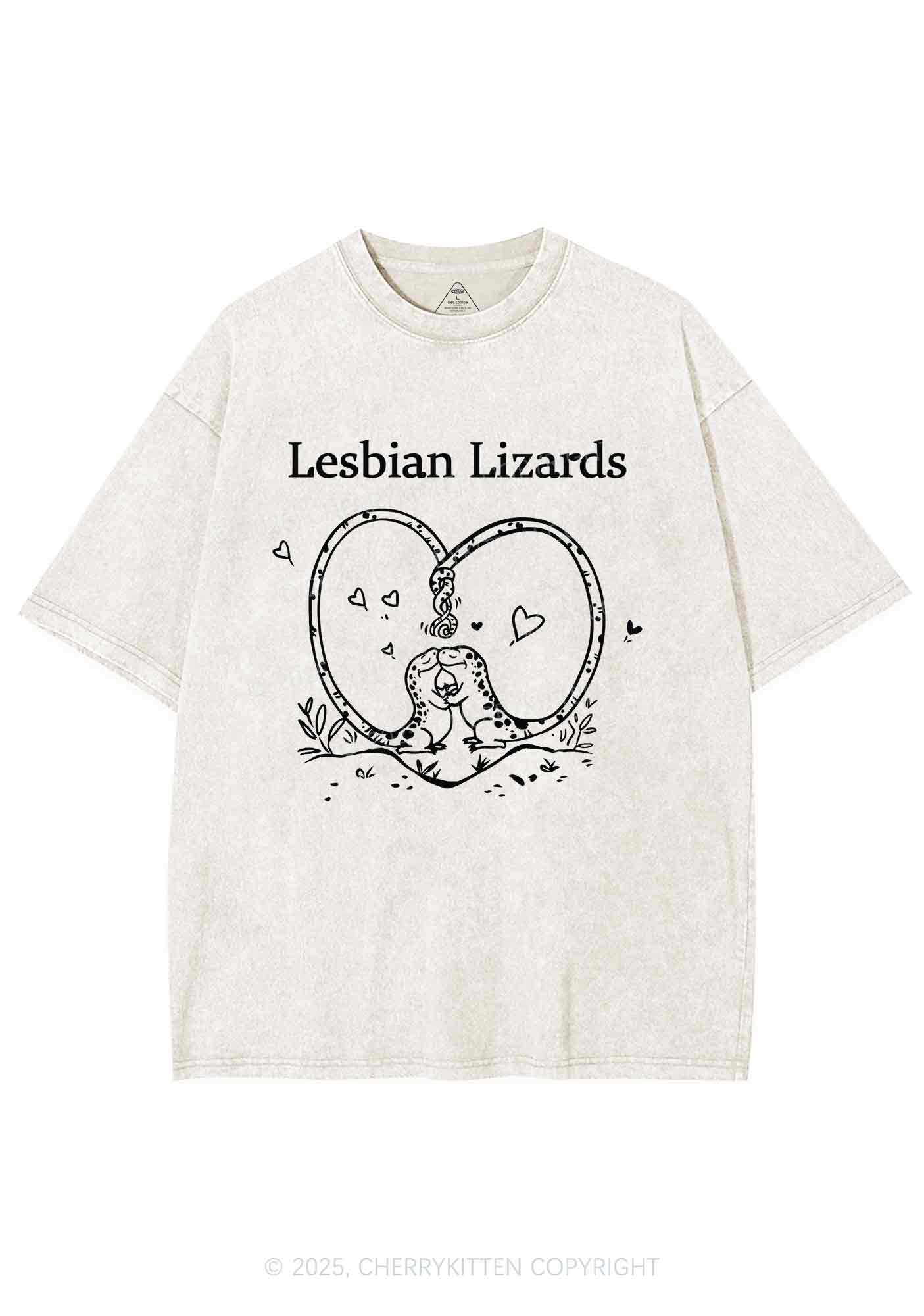 Lesbian Lizards Y2K Shirts Washed Tee Cherrykitten