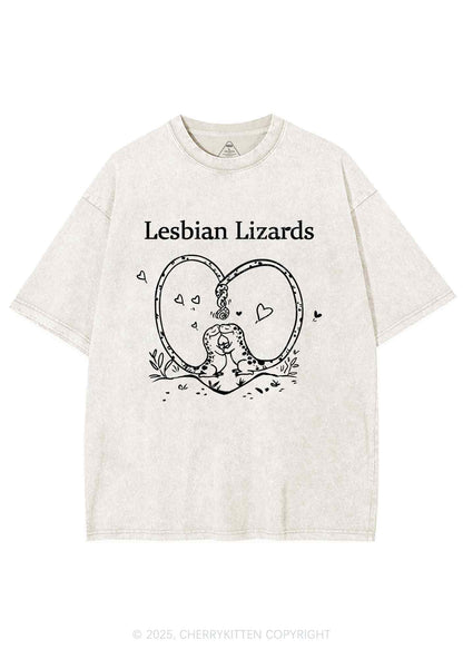 Lesbian Lizards Y2K Shirts Washed Tee Cherrykitten