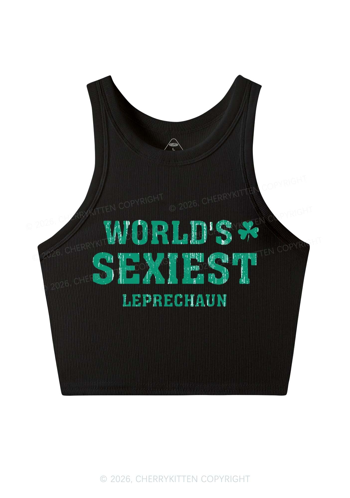 Worlds Sexiest Leprechaun St Patricks Y2K Crop Tank Top Cherrykitten