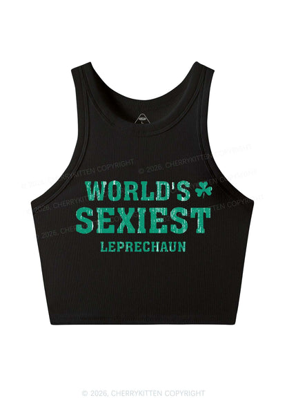 Worlds Sexiest Leprechaun St Patricks Y2K Crop Tank Top Cherrykitten