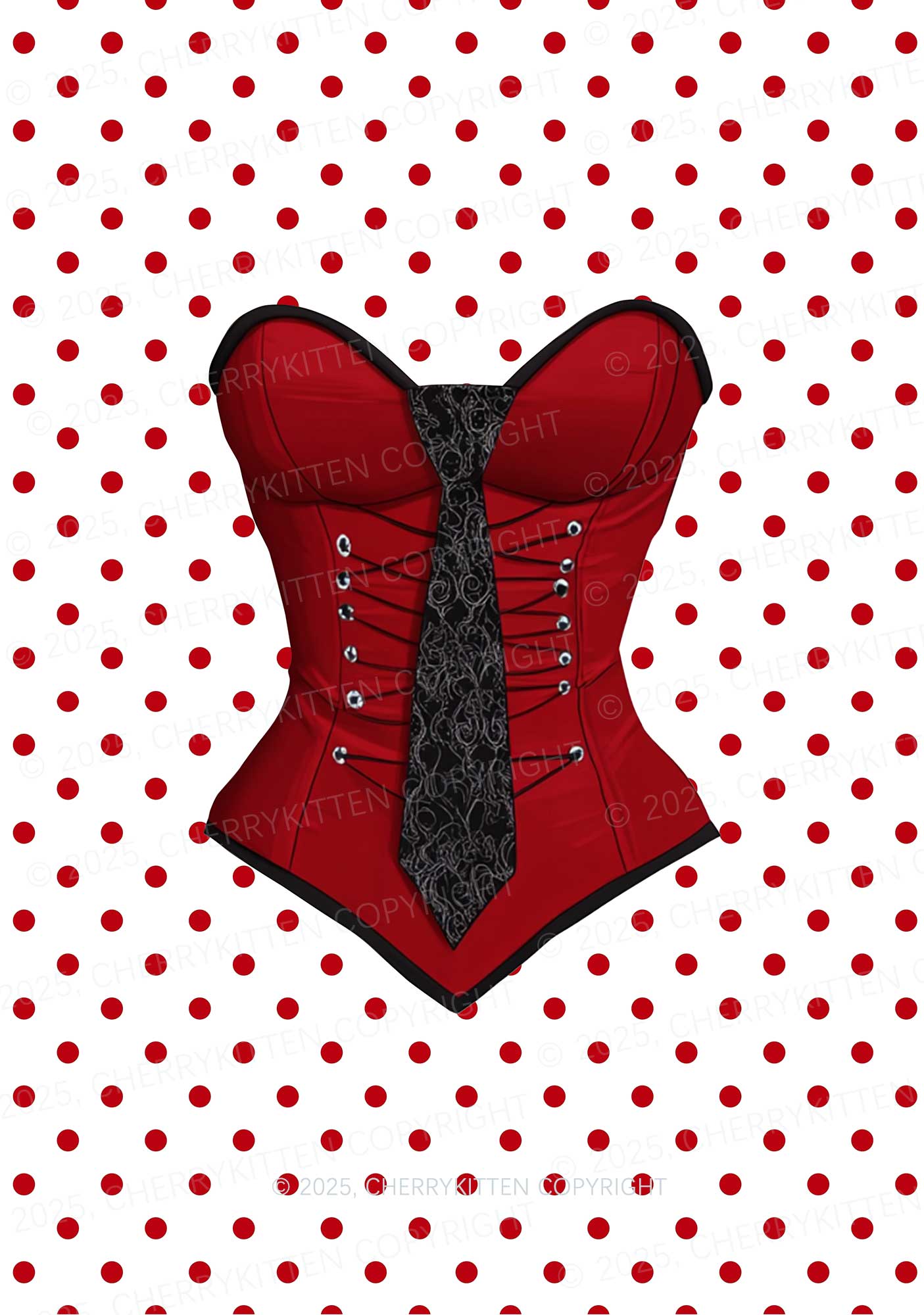 Dots Red Corset Y2K Print Slip Dress Cherrykitten