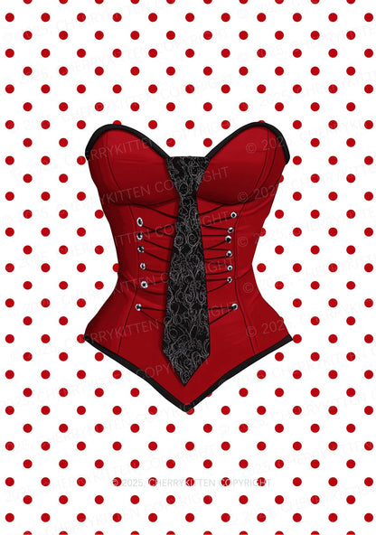 Dots Red Corset Y2K Print Slip Dress Cherrykitten