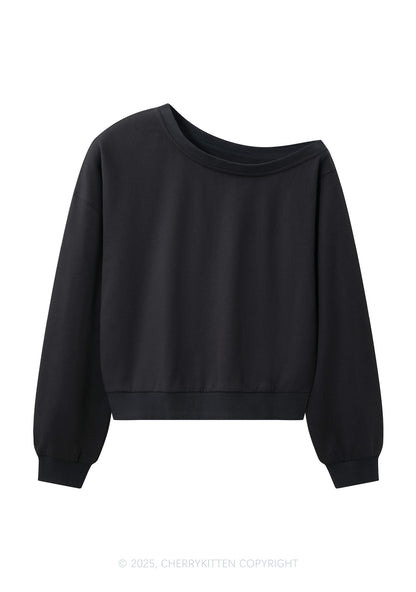 Plain Y2K Off Shoulder Sweatshirts Cherrykitten