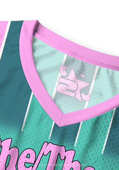 Green Stripes She Them Txtties Pride Y2K Sport Jersey Tank Cherrykitten