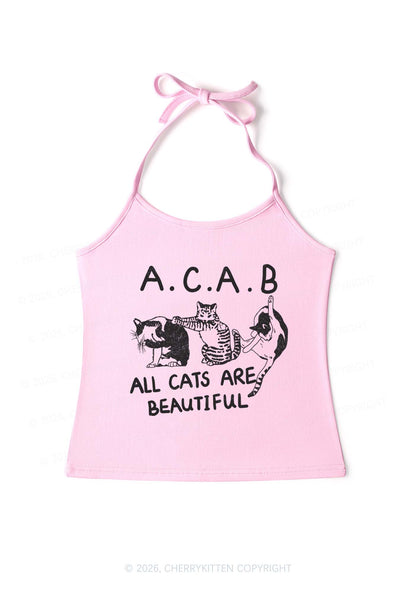 ACAB Cats Y2K Halter Neck Cami Cherrykitten