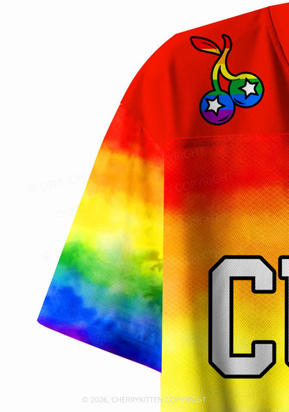 Custom Rainbow Flag Pride Y2K Crop Sport Jersey Shirts Cherrykitten
