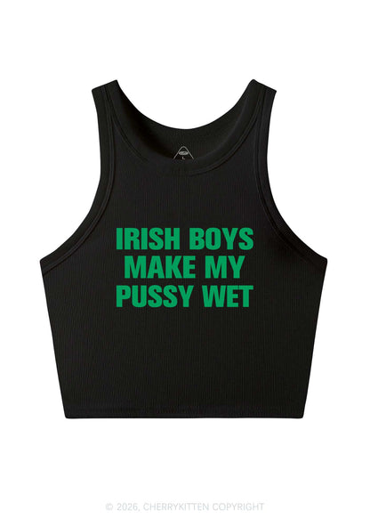 Irish Boys Make My Puxxy Wet St Patricks Y2K Crop Tank Top Cherrykitten