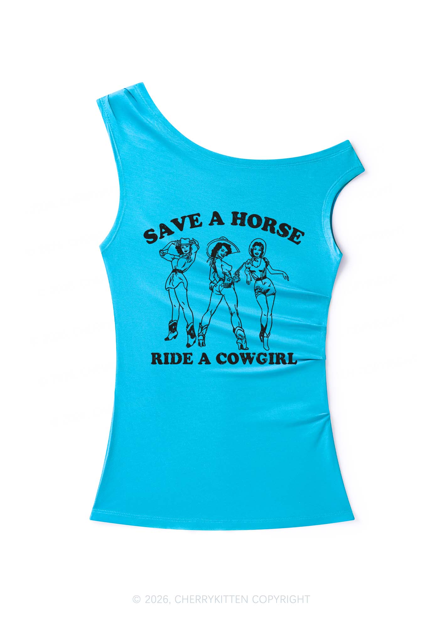 Ride A Cowgirl Pride Y2K Off Shoulder Tank Top Cherrykitten
