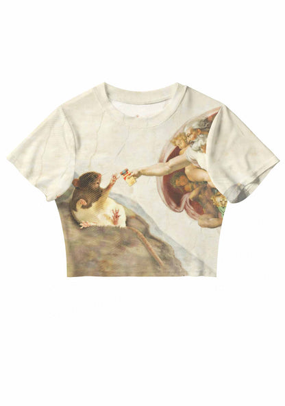Creamy White Y2K Mesh Crop Top Cherrykitten