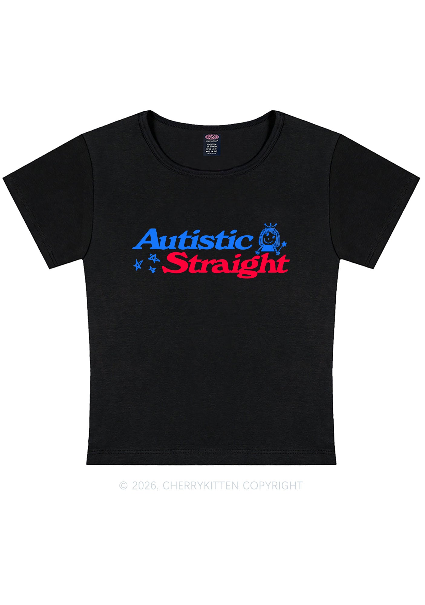 Autistic Straight Pride Y2K Baby Tee Cherrykitten