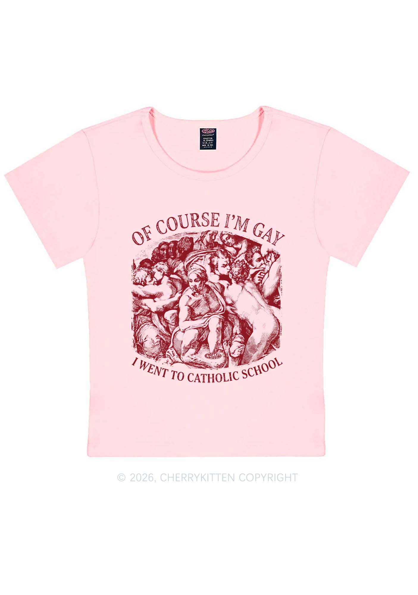 Of Course Im Gay l Pride Y2K Baby Tee Cherrykitten