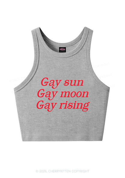 Gay Sun Moon Rising Pride Y2K Crop Tank Top Cherrykitten