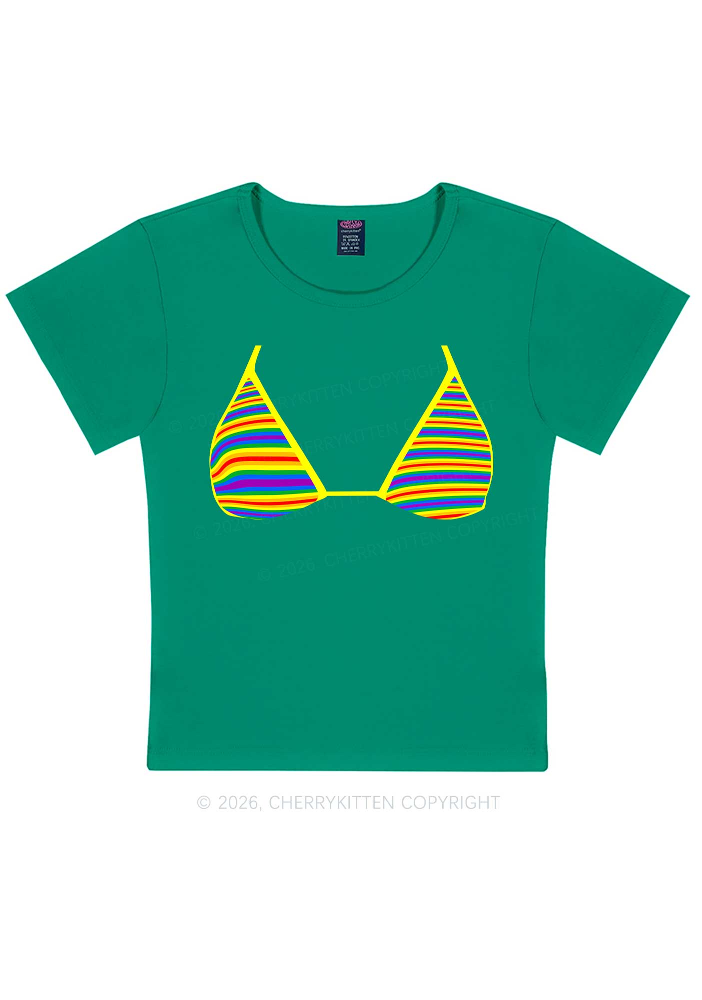 Rainbow Stripe Bra Pride Y2K Baby Tee Cherrykitten