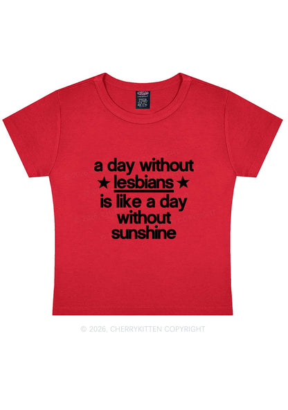 Lesbians Is Like Sunshine Pride Y2K Baby Tee Cherrykitten