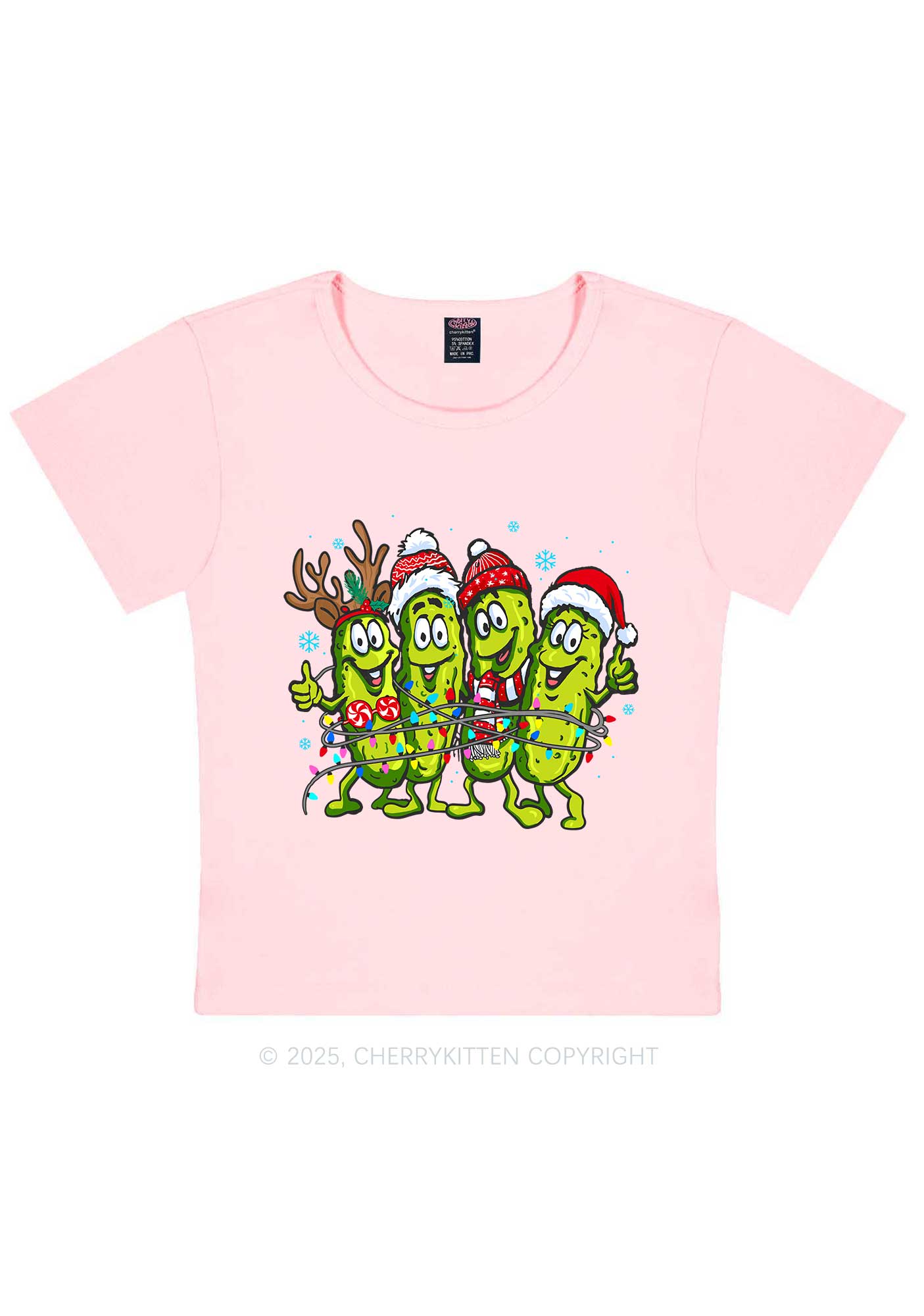 Christmas Cheerful Pickles Y2K Baby Tee Cherrykitten