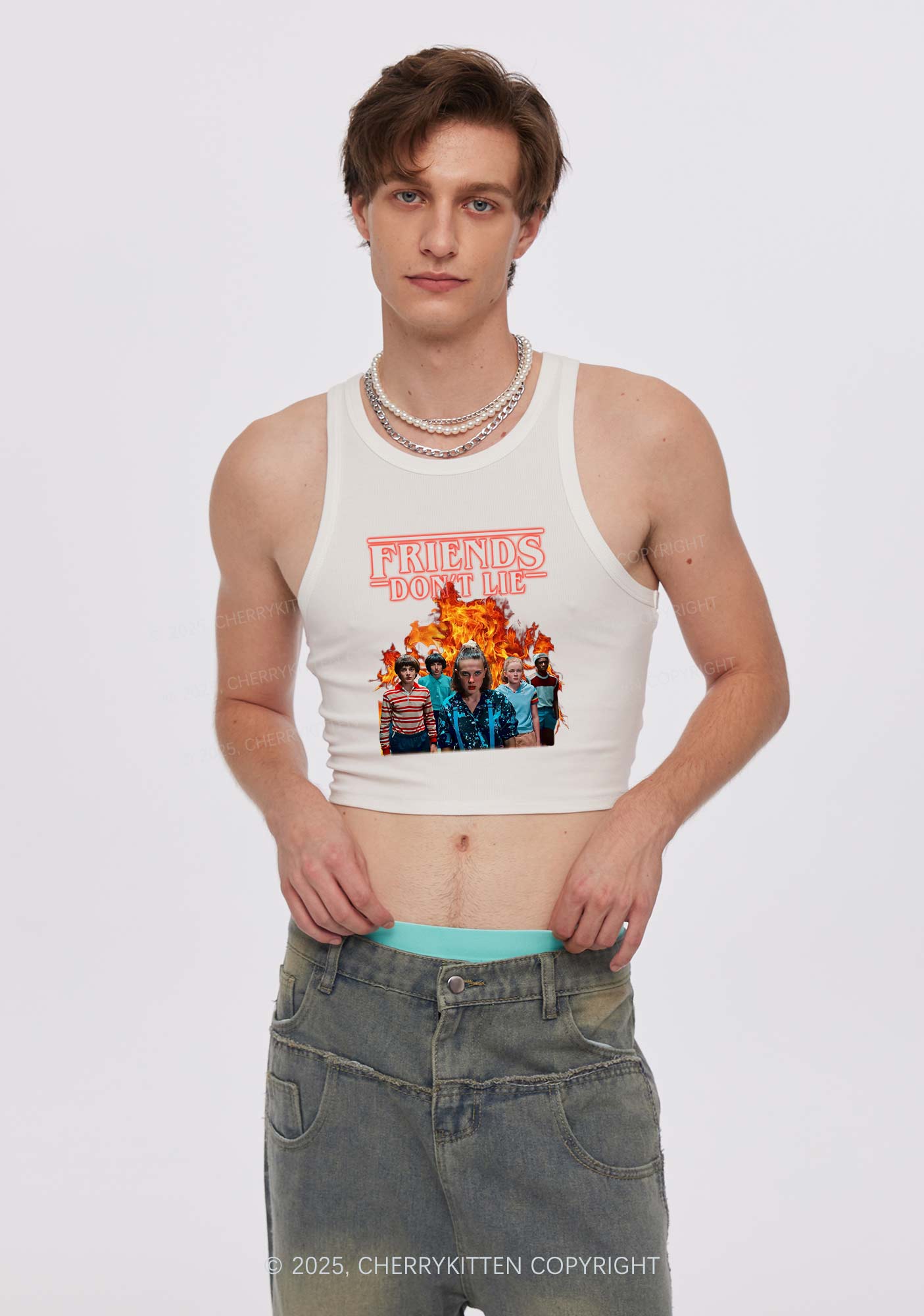 Real Friends Y2K Crop Tank Top Cherrykitten