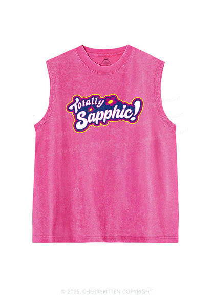 Totally Sapphic Pride Y2K Washed Muscle Tank Cherrykitten