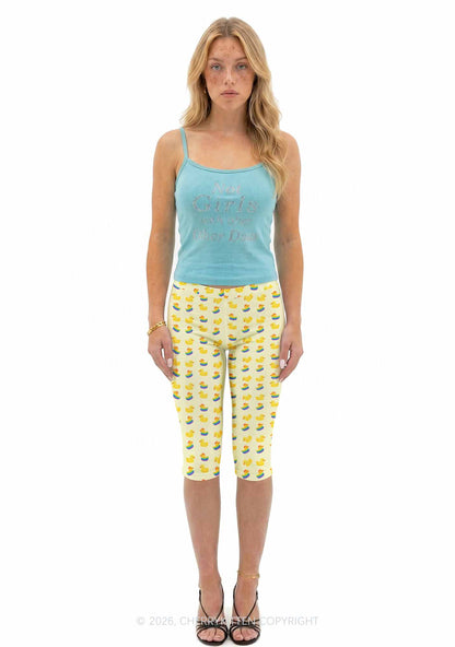 Rainbow Ducks Pride Y2K Print Capri Pants Cherrykitten