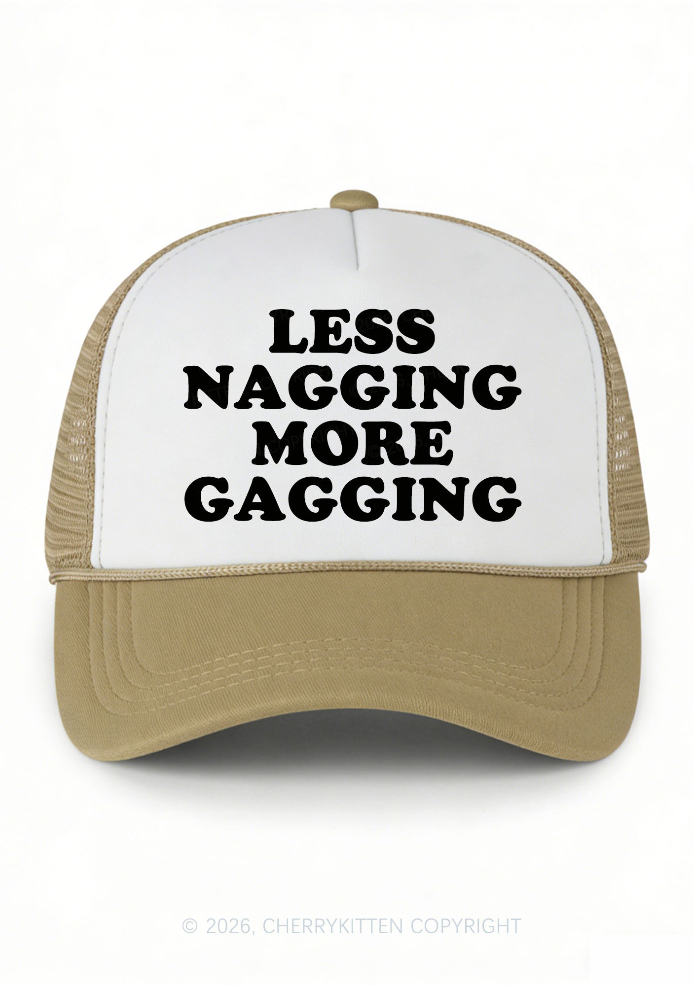 Less Nagging More Gagging Y2K Colorblock Trucker Hat Cherrykitten