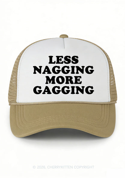 Less Nagging More Gagging Y2K Colorblock Trucker Hat Cherrykitten