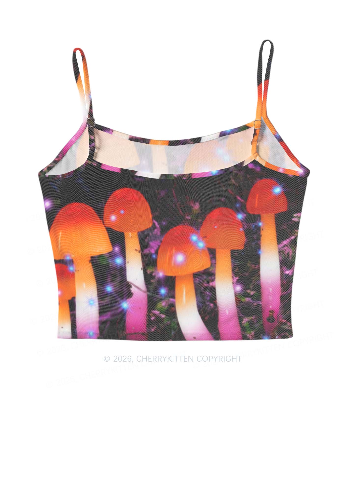 Lesbian Glowing Mushroom Pride Y2K Mesh Cami Tank Cherrykitten